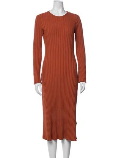 Pre-owned Simon Miller Crew Neck Midi Length Dress In Orange