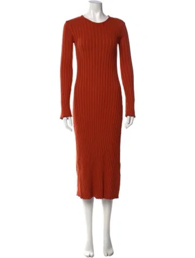 Pre-owned Simon Miller Crew Neck Midi Length Dress In Orange