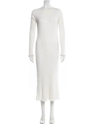 Pre-owned Simon Miller Crew Neck Midi Length Dress In White