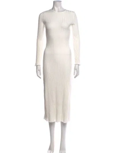 Pre-owned Simon Miller Crew Neck Midi Length Dress In White