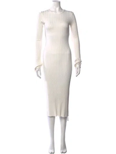 Pre-owned Simon Miller Crew Neck Midi Length Dress In White