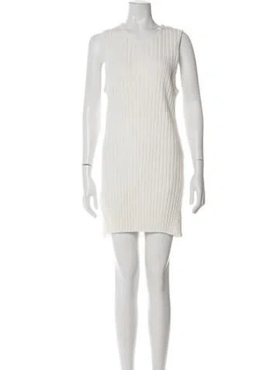 Pre-owned Simon Miller Crew Neck Mini Dress In White