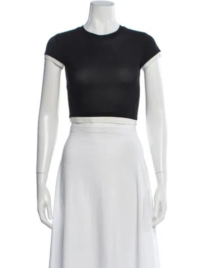 Pre-owned Simon Miller Crew Neck Short Sleeve Crop Top In Black