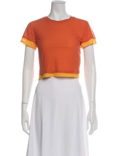 Pre-owned Simon Miller Crew Neck Short Sleeve Crop Top In Orange