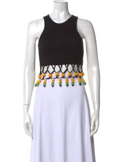 Pre-owned Simon Miller Crew Neck Sleeveless Crop Top In Black