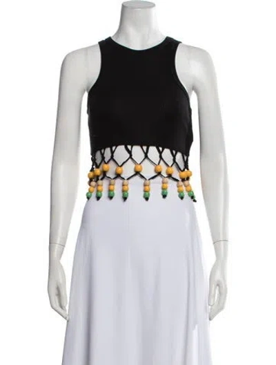 Pre-owned Simon Miller Crew Neck Sleeveless Crop Top In Black