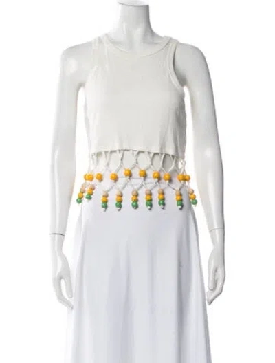 Pre-owned Simon Miller Crew Neck Sleeveless Crop Top In White