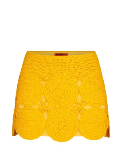 Simon Miller Crochet-appliquéd Mini Skirt In Yellow