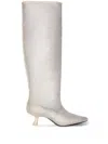 Simon Miller Kuki Crystal Pointed Toe Kitten Heel Over The Knee Boot In White