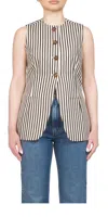 Simon Miller Del Mar Linen Vest In Stripe In Neutral