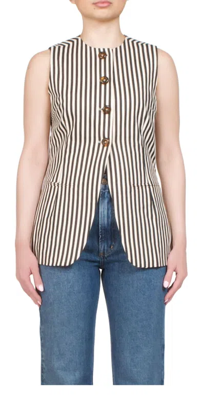 SIMON MILLER DEL MAR LINEN VEST IN STRIPE