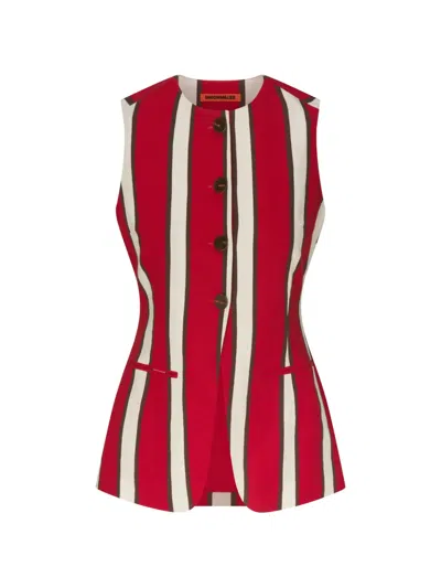 Simon Miller Del Mar Striped Top In Red