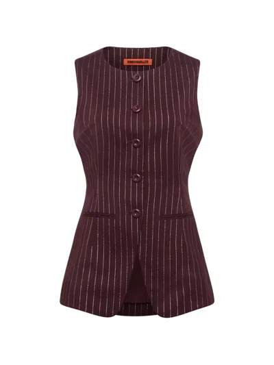 Simon Miller Del Mar Vest In Bordeaux Metallic Pinstripe