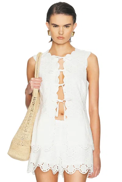 Simon Miller Delilah Eyelet Tie Top In Macadamia