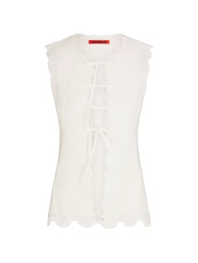 Simon Miller Delilah Eyelet Tie-fastening Blouse In White