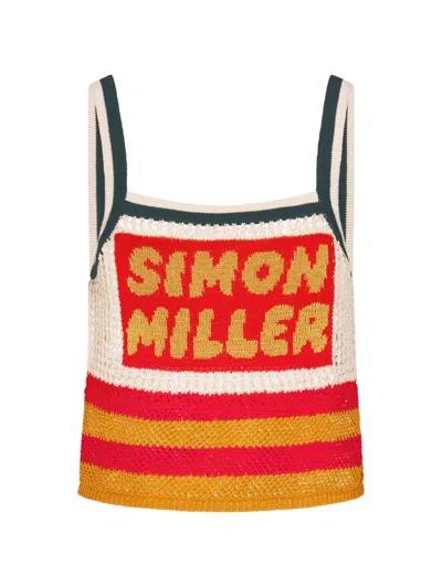 Simon Miller Dibby Crochet Cropped Tank Top In Multi