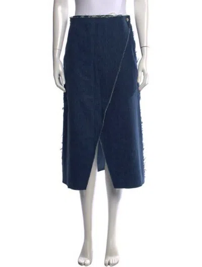 Pre-owned Simon Miller Distressed Accents Midi Length Skirt In Blue
