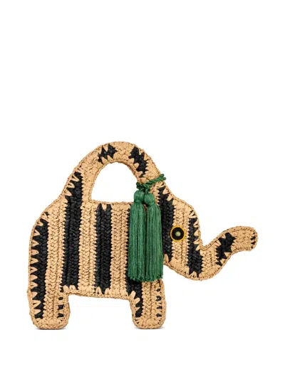 Simon Miller Elephant-shape Striped Mini Bag In Neutral