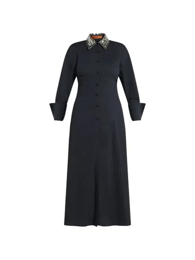 Simon Miller Embellished Open-back Midi Dress In Black