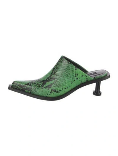 Pre-owned Simon Miller Embossed Leather Animal Print Mules In Green