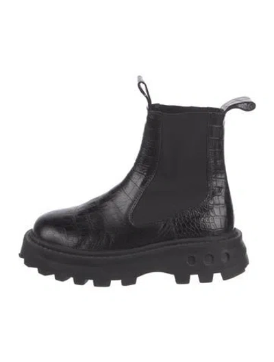 Pre-owned Simon Miller Embossed Leather Chelsea Boots In Black