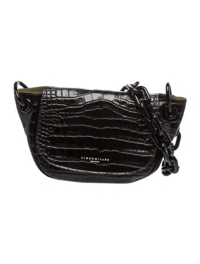 Pre-owned Simon Miller Embossed Leather Shoulder Bag In Black