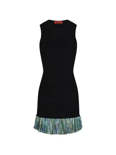 Simon Miller Etta Fringe-trim Mini Dress In Black