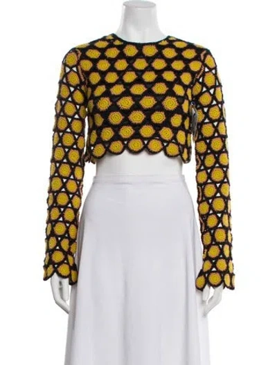 Pre-owned Simon Miller Floral Print Crew Neck Crop Top In Black