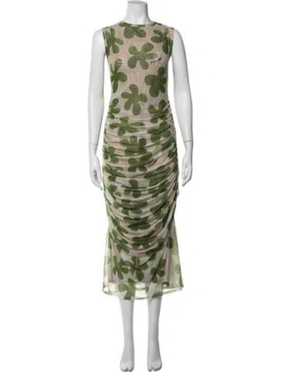 Pre-owned Simon Miller Floral Print Midi Length Dress In Green