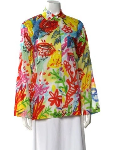 Pre-owned Simon Miller Floral Print Mock Neck Blouse In Multi
