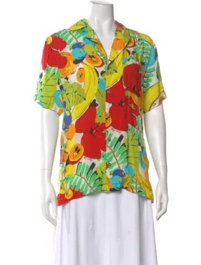 Pre-owned Simon Miller Floral Print Short Sleeve Button-up Top In Multi