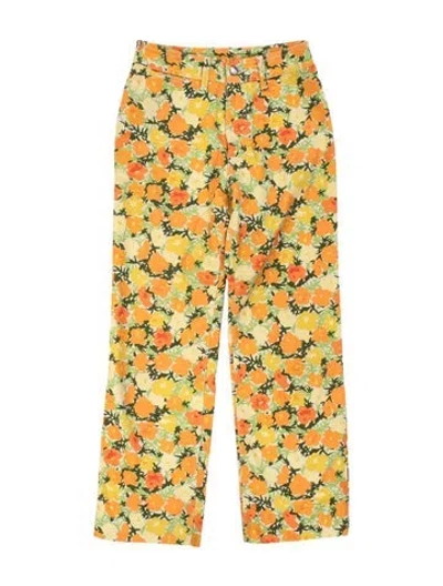 Pre-owned Simon Miller Floral Print Wide Leg Pants In Yellow