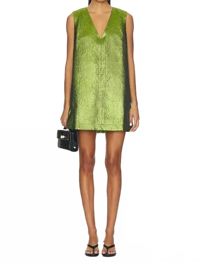 Simon Miller Fountain Metallic Mini Dress In Matcha In Green