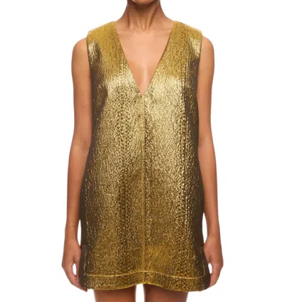 Simon Miller Fountain Metallic Mini Dress In Star Gold