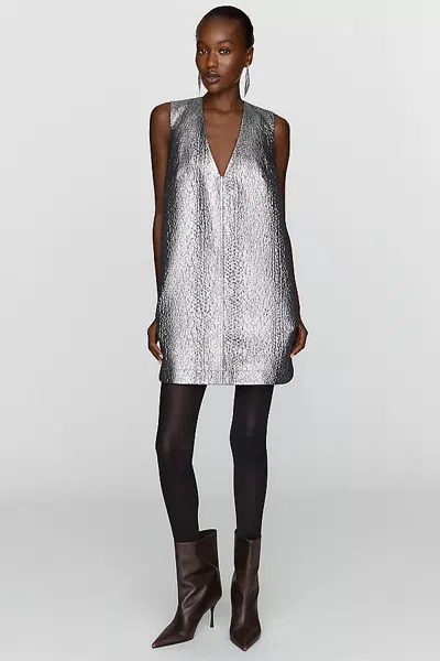 Simon Miller Fountain Metallic Mini Dress In Silver