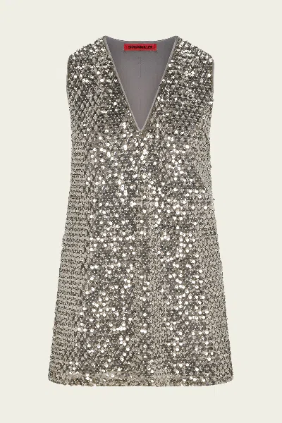 Simon Miller Fountain Sequin Dress In Satellite Silver In Multi