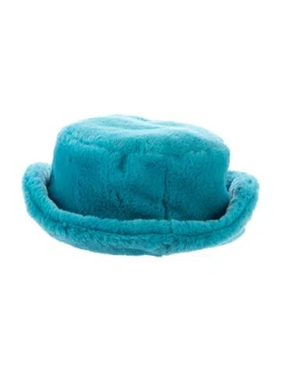 Pre-owned Simon Miller Furry Polyester Drop Hat  W/tags In Blue