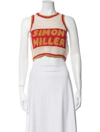 Pre-owned Simon Miller Graphic Print Crew Neck Crop Top In Multicolor