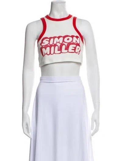 Pre-owned Simon Miller Graphic Print Crew Neck Crop Top In Neutral