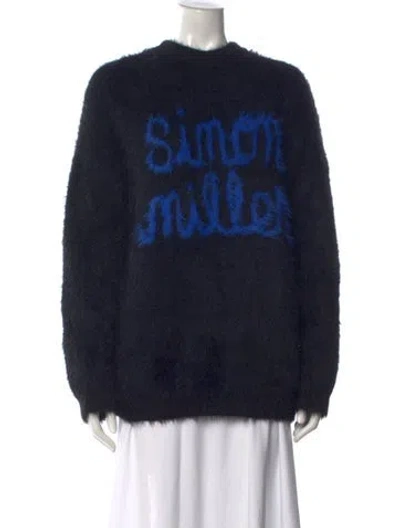 Pre-owned Simon Miller Graphic Print Crew Neck Sweater In Blue