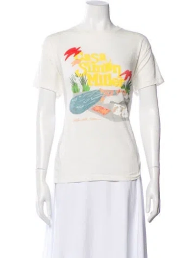 Pre-owned Simon Miller Graphic Print Crew Neck T-shirt In White