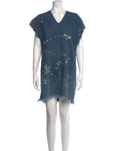 Pre-owned Simon Miller Graphic Print Mini Dress In Blue