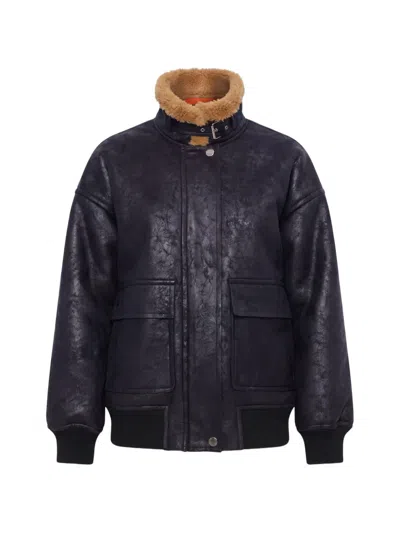 Simon Miller Halle Faux-shearling Bomber Jacket In Black