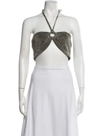 Pre-owned Simon Miller Halterneck Sleeveless Crop Top In Gold/metallic