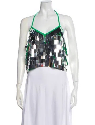 Pre-owned Simon Miller Halterneck Sleeveless Crop Top In Green