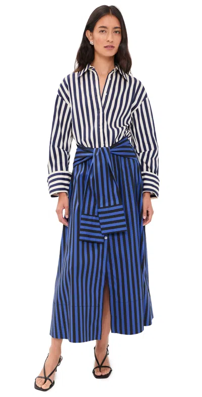 Simon Miller Inna Poplin Maxi Dress Cobalt Stripe Combo