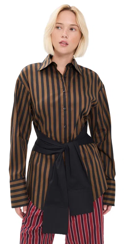 Simon Miller Inna Poplin Top Choco Brown/black Stripe