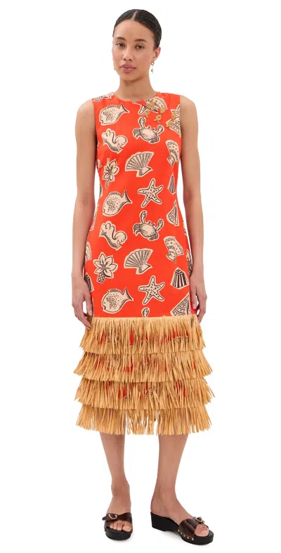 Simon Miller Jooni Linen Dress Playful Sea Print In Black