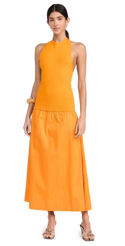 Simon Miller Junjo Knit & Poplin Dress Sherbet Orange