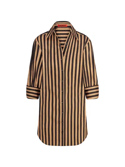 Simon Miller Kena Striped Mini Shirt Dress In Black